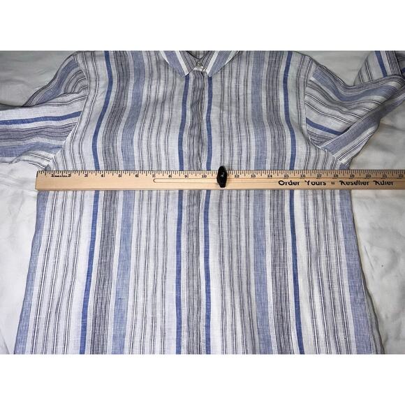 Lafayette 148 Shirt Women's Size S Blue Striped Button Up Long Sleeve 100% Linen - Picture 6 of 12